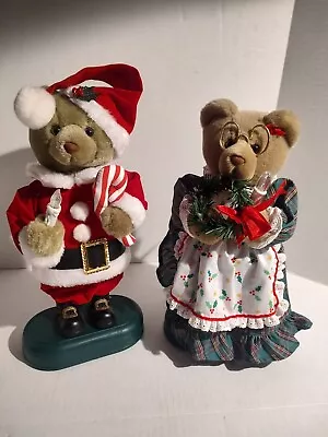 Vintage 14  Light Up Motion & Musical Mr & Mrs Claus Christmas Bears Tested Work • $34.99