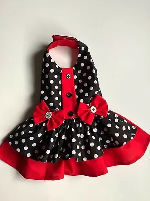 Handmade Red And Black Polka Dots Doggie 🐶 Dress 👗 Size Medium  • $19.50