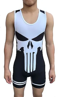 Punisher Wrestling Singlet Folk Style Youths Children Adult Men Black And White • $59.99