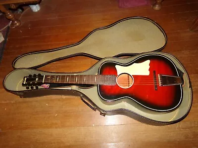 Vintage Astro Sunburst Parlor Guitar Harmony Made W/Case Very Nice Condition • $149.99