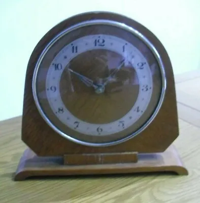 Vintage ELCO Of London Electric Art Deco Oak Mantle Clock • £20