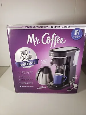 Mr. Coffee Space-Saving Combo 10-Cup Coffee Maker And Pod Single Serve Brew NEW • $79.99