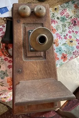 Vintage Oak Kellogg ?  No Name Wall Telephone 1901 . No Guts Nice Condition. • $69.85