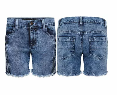 Ladies Boyfriend Stretchy Denim Shorts Distress Half Pant Ripped Hotpants RollUp • £12.95