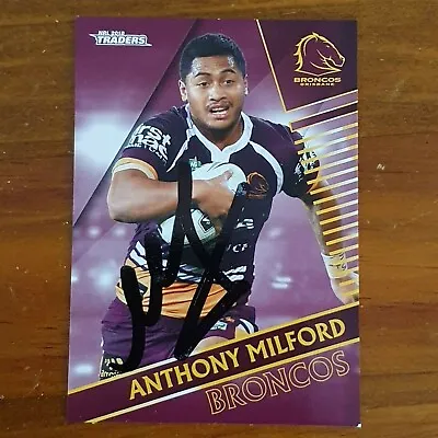 $4.99 • Buy Anthony Milford Signed 2018 Broncos Nrl Comm. Card 