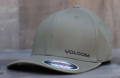 New Volcom V Euro Olive Mens Flex Fit Pre-Curved Sports Hat RHTVLC-43 • $19.79