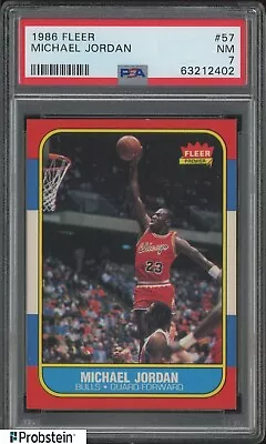 1986 Fleer Basketball #57 Michael Jordan Bulls RC Rookie HOF PSA 7 LOOKS NICER • $4050