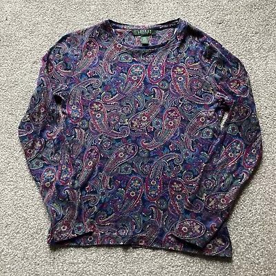 Ralph Lauren Womens Long Sleeve T Shirt Paisley Petite Small • £7.99