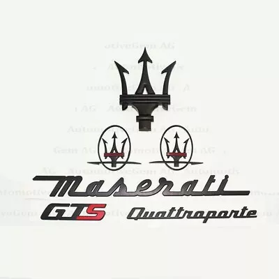 For Maserati Emblem Quattroporte GTS Grille Trident Side Matte Black Badge Set # • $79.98