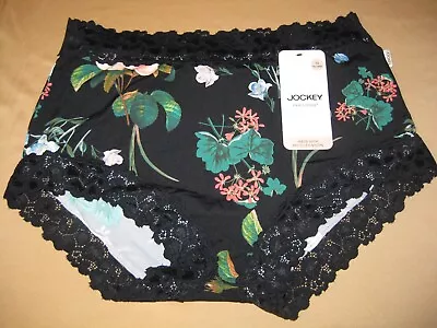 JOCKEY - PARISIENNE VINTAGE PRINT FULL BRIEF Black Floral Sz 10-22 NEW • $14.95