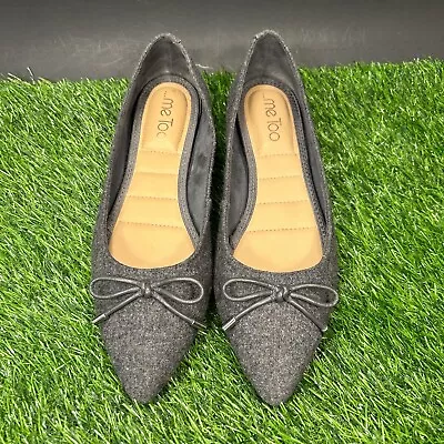 Me Too Alisia Womens 7.5 M Gray Shoes Flats Slip On Bowtie Casual Comfort Office • $13.22