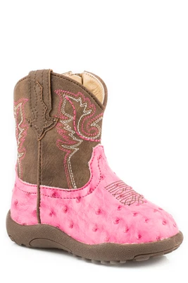$46.99 • Buy Roper Annabelle Newborn Pink Faux Leather Ostrich Boots