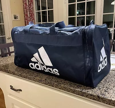 Retro Adidas Gym Bag Blue Polyester Classic Duffel 25  X 12  X 11  • $32.99