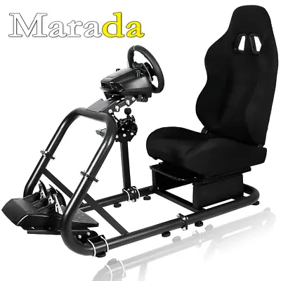 Marada Racing Simulator Cockpit With Black Seat Fit Logitech G29 G923 G920 T300 • $295.99