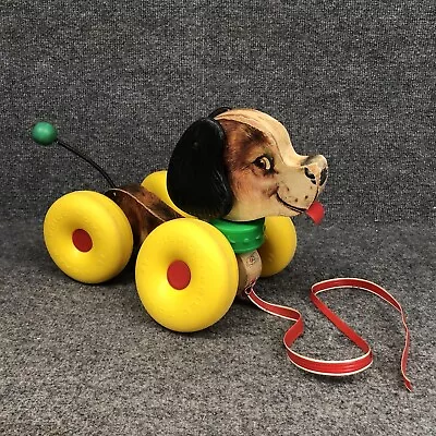 Vintage 1964 Fisher Price Wobbles  Wooden Dog Pull Toy #130 • $14.99