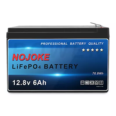 12V 6Ah Rechargeable LiFePO4 Lithium Iron Phosphate 4000 Cycles Battery W/ BMS  • $17.80