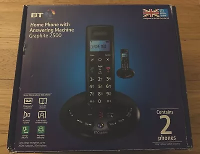 BT Graphite 2500 Twin Digital Cordless Landline Telephone With Answering Machine • £10