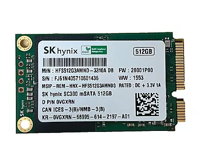 Hynix 512GB 6Gb/S MSATA Mini PCI-E Solid State SSD - 0VGXRN • $33