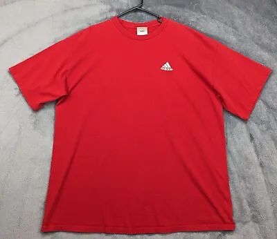 Vintage Adidas Shirt Mens XL Embroidered Logo Short Sleeve Crew 90s Y2K Red • $15.99