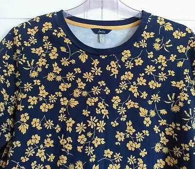 Joules~lovely Navy Blue & Mustard Yellow Floral Print Long Tunic Top~size 20~vgc • £7.99