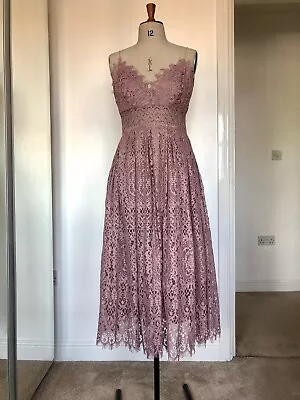 ASOS Cami Midi Lace Bridesmaid / Occasion Dress Mauve  Size UK 12 Regular BNWT • £40