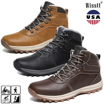 Mens Leather Hiking Shoes Outdoor Waterproof Winter Snow Ankle Boots Climbing • $29.99