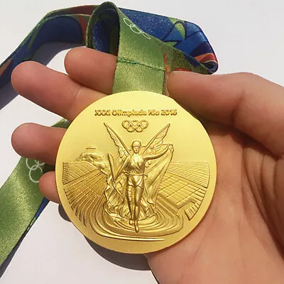 New 2016 RIO Gold Medal DE Olympic Souvenir With Commemorative Ribbon Gift Small • $15.98