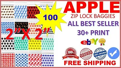 100ct 2020 Apple Small Baggies 2  X 2  Mini Zipper Bags (all Best Seller Print) • $7.95