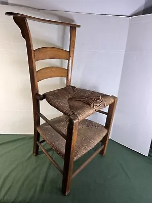 Primitive Chair For Prayer School 19th-century Seat Hinged Storage Books Woven • $151.25