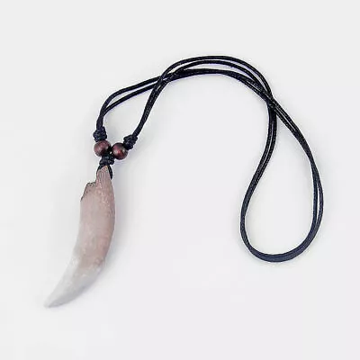 1Pcs Tribal Faux Yak Bone Wolf Tooth Teeth Pendant Amulet Necklace Surfer • $2.79