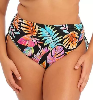 Elomi BLACK Tropical Falls Adjustable Side Swim Brief US 12 UK 16 • $28.60