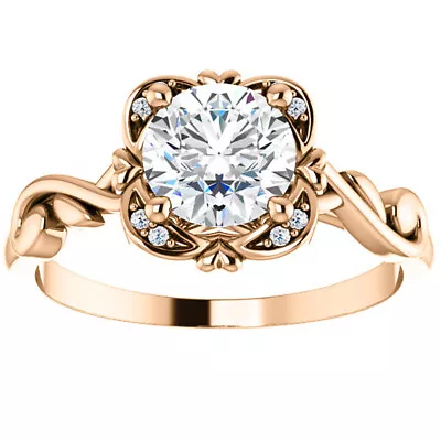 1ct Solitaire Diamond Vintage Cushion Halo Engagement Ring 14k Rose Gold • $1874.99