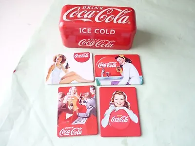 Coca Cola Small Tin & Four Fridge Magnets • £2.99