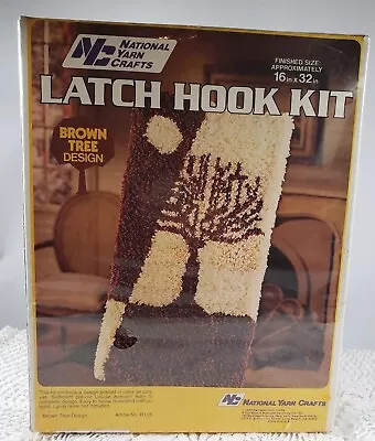 Vintage 1980 Latch Hook Rug Kit Brown Tree 16 X 32 NEW National Yarn Crafts • $25