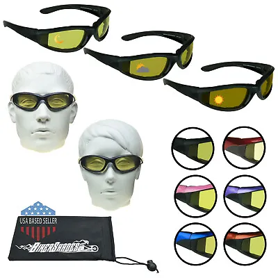 Transitional Motorcycle Sunglasses Biker Day Night Wind Resistant Foam Padded • $49.99