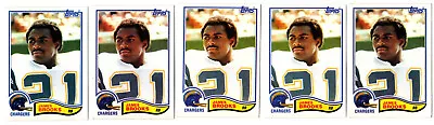 1982 Topps #226 JAMES BROOKS Rookie 5 Card Lot SAN DIEGO CHARGERS Auburn Tigers • $7.49