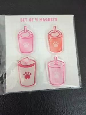 4 Cat Drink Fridge Magnets Brand New • £0.99