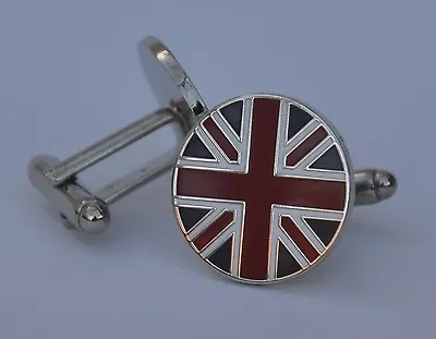 Round Union Jack Patriotic British Quality Enamel Cufflinks • £7.99