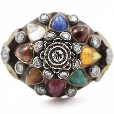 Exquisite 14K Gold Multi Stone Vintage Princess Thai Harem Ring Sz 5.25 • £320.46