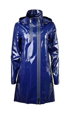 Women's  PVC Vinyl Trench Jacket Hoodie Coat Raincoat Waterproof All Sizes • $84.99