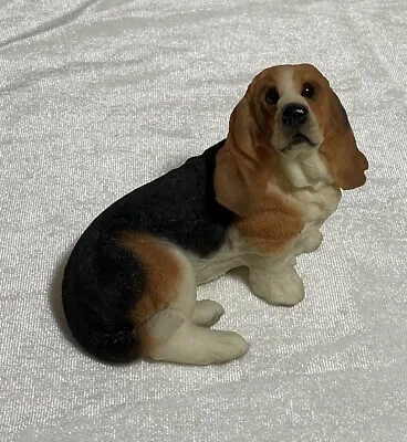 Vintage Basset Hound Sitting Down Dog Figurine Statue Resin • $13