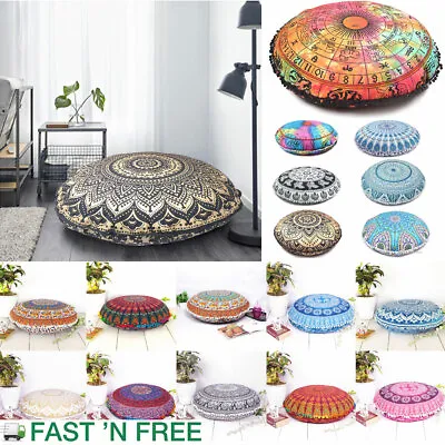 £20.13 • Buy Round Floor Cushion Cover Pouf Indian Mandala Ottoman Throw Pillow Covers