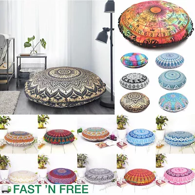 Round Floor Cushion Cover Pouf Indian Mandala Ottoman Throw Pillow Covers • $20.49