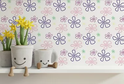 £25.72 • Buy Spongebob Flowers Wall Decor Stickers Pattern Art Decals 90 Pcs 3x3  KA35