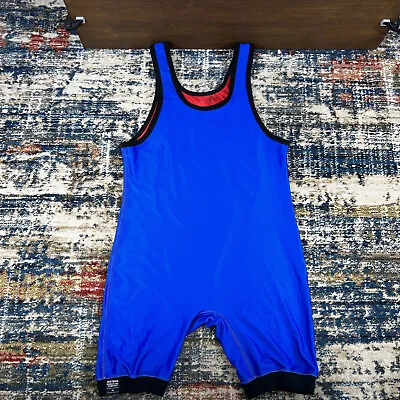 Vtg Matman Reversible Wrestling Singlet Spandex Blue Red USA Made Folkstyle XL • $23.99