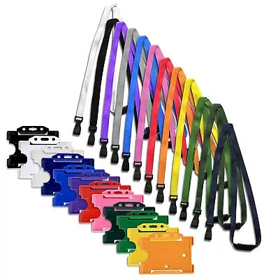 ID Card Badge Holder & ID Soft Neck Lanyard Strap - J-Clip Free P&P • £2.40