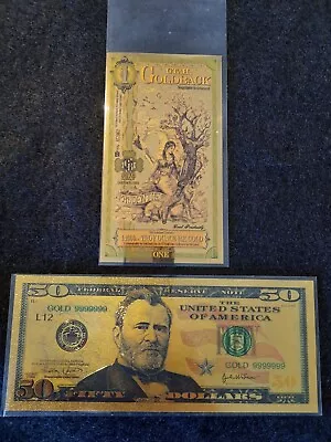 Bu 1 Utah Goldback + One 50 Dollar 24k Gold Note Fast Combined Shipping • $7