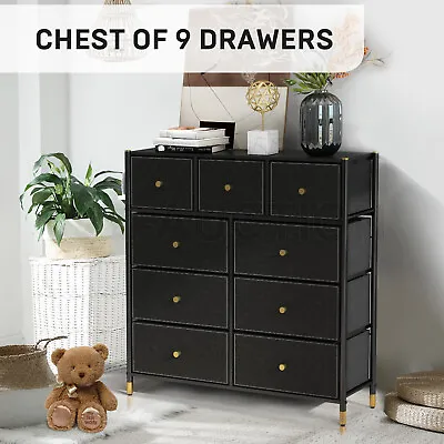 Chest Of 9 Drawers Tallboy Cabinet Dresser TV Wardrobe Table Unit Organiser • $129.95