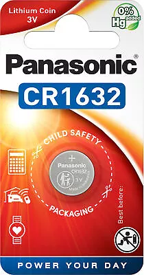 2x Panasonic Lithium 3V Cell CR1632 Button Cell Lithium Coin (2x Blister Of 1) • $4.60