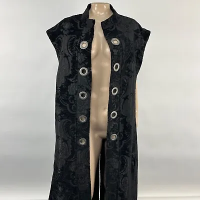 SHRINE HOLLYWOOD Goth Necromantic Black Victorian Long Vest Jacket XXL Coat Punk • $159.99